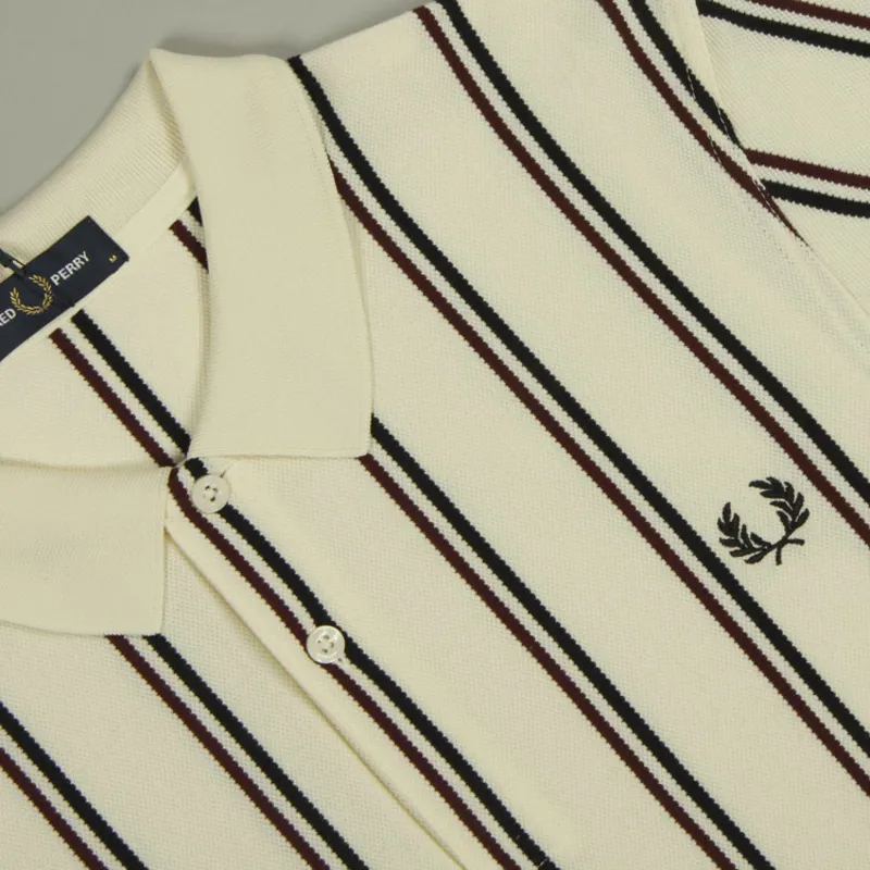 Fred Perry Vertical Stripe Polo Shirt - Ecru-1